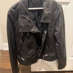 All Saints Black Leather Outerwear